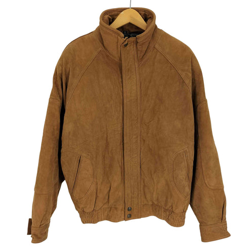 NEW RIVER 90-00S 裏地キルティング スタンドカラー 比翼 ジップアップ レザー ジャケット メンズ import:M