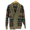 英国製 PURE NEW WOOL 総柄 くるみボタン ショールカラー ウール ニット カーディガン メンズ import:M