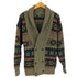 英国製 PURE NEW WOOL 総柄 くるみボタン ショールカラー ウール ニット カーディガン メンズ import:M
