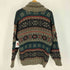 英国製 PURE NEW WOOL 総柄 くるみボタン ショールカラー ウール ニット カーディガン メンズ import:M