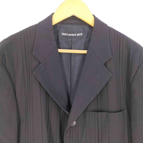 イッセイミヤケメン ISSEY MIYAKE MEN 黒タグ ピンタック 切替 ウール 3B テーラードジャケット メンズ JPN:4