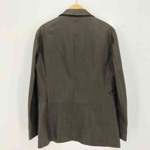 アルマーニコレツィオーニ ARMANI COLLEZIONI ピークドラペル ステッチ レザー 2B テーラードジャケット メンズ