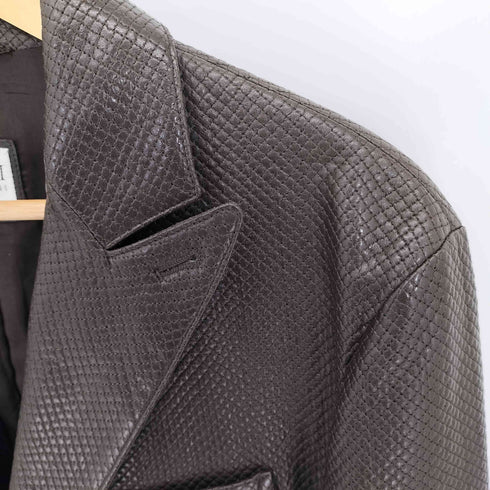 アルマーニコレツィオーニ ARMANI COLLEZIONI ピークドラペル ステッチ レザー 2B テーラードジャケット メンズ