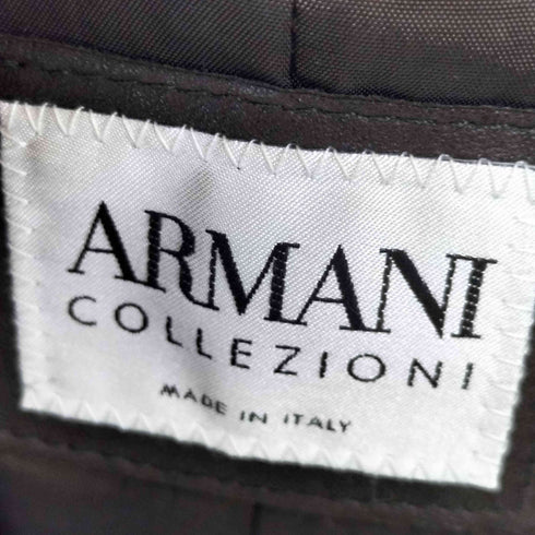 アルマーニコレツィオーニ ARMANI COLLEZIONI ピークドラペル ステッチ レザー 2B テーラードジャケット メンズ