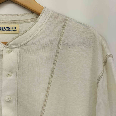 ビームスボーイ BEAMS BOY 24SS リブ スウィッチ ヘンリーネック ロングスリーブ Tシャツ レディース
