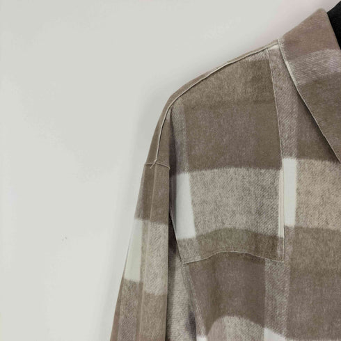 ザラ ZARA プリントスナップボタンチェックシャツ レディース S