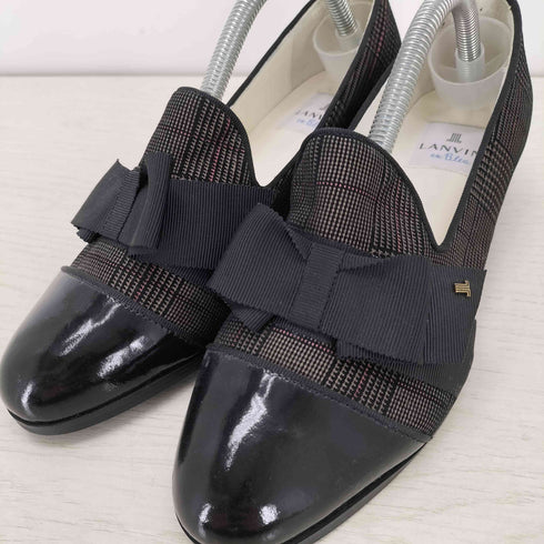 ランバンオンブルー LANVIN en Bleu グレンチェック エナメル切替パンプス レディース JPN:23