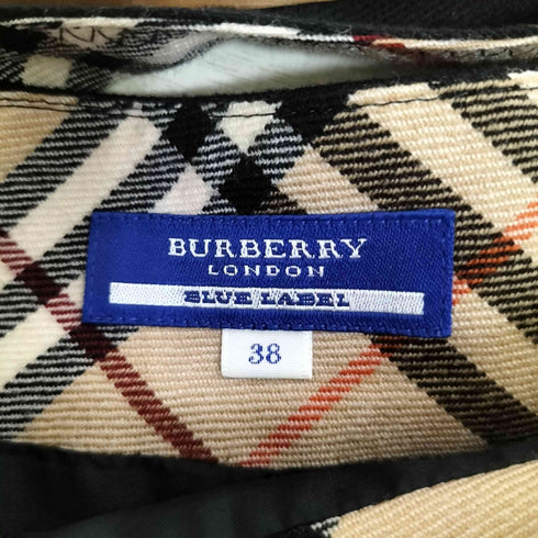 バーバリーブルーレーベル BURBERRY BLUE LABEL ノバチェックベルト ウール フレア スカート レディース 38