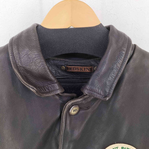 RED SKINS ブランケットライナー付き フロントワッペン シボ革レザージャケット メンズ import:M