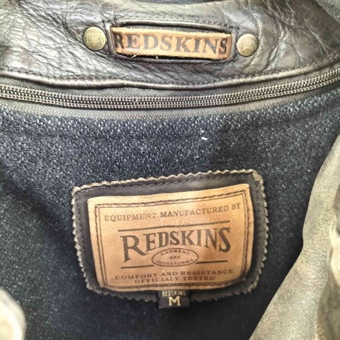 RED SKINS ブランケットライナー付き フロントワッペン シボ革レザージャケット メンズ import:M