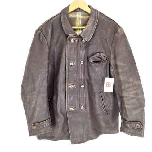 60-70s GVF IMPERCUIR GRAULHET 裏地チェック レザーコート メンズ