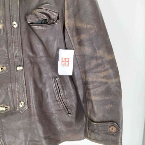 60-70s GVF IMPERCUIR GRAULHET 裏地チェック レザーコート メンズ
