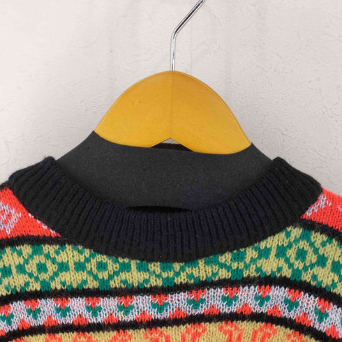 MODA IN MADE IN ITALY マルチカラー総柄 アクリルウールニット メンズ