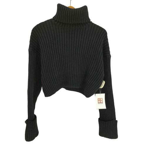 ザラ ZARA JERSEY PUNTO RIB クロップド タートルネック リブ ニット レディース import:M