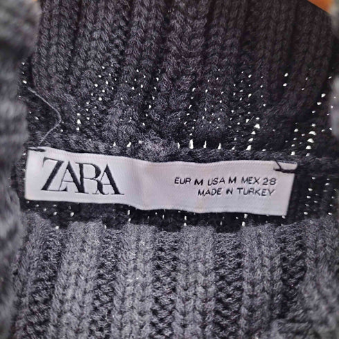ザラ ZARA JERSEY PUNTO RIB クロップド タートルネック リブ ニット レディース import:M