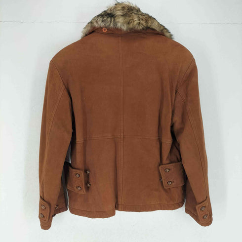 LAMB スエード ファーカラー 胡桃ボタン ジャケット レディース