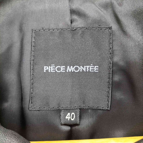 PIECE MONTEE フロントフリル スタンドカラー ジップアップ ラムレザージャケット レディース 40