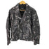 ザラ ZARA FAUX LEATHER PRINTED DOUBLE RIDERS JACKET ペイントデザインダブルライダースジャケット メンズ import:L