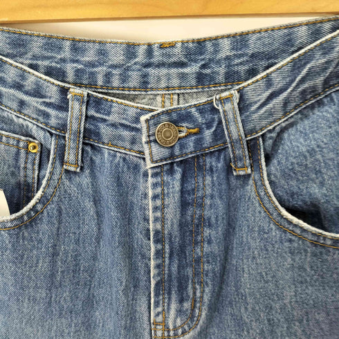 セレクトモカ SELECT MOCA ハイウエストダメージヘムストレートデニムパンツ レディース JPN:L