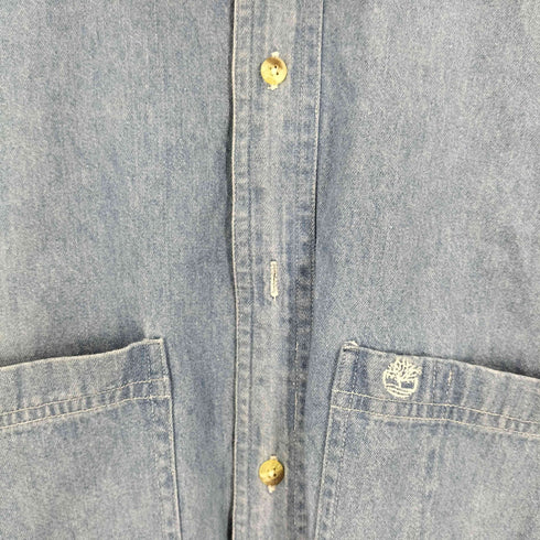 ティンバーランド Timberland 90S WEATHERGEAR ロゴ 刺繍 L/S デニム シャツ メンズ import:S