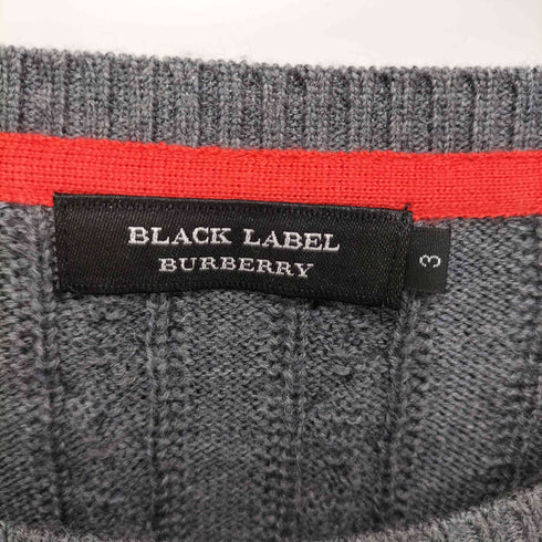バーバリーブラックレーベル BURBERRY BLACK LABEL ウール プルオーバー ケーブルニット メンズ JPN:3