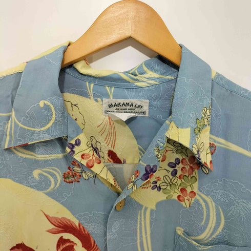 MAKANALEI 00S シルク 金魚 総柄 S/S アロハシャツ Y2K メンズ