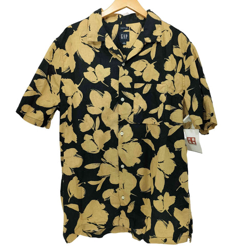 ギャップ Gap 00S リネン混 花柄 S/S コットン シャツ メンズ import:L
