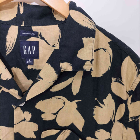 ギャップ Gap 00S リネン混 花柄 S/S コットン シャツ メンズ import:L