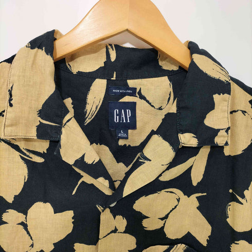 ギャップ Gap 00S リネン混 花柄 S/S コットン シャツ メンズ import:L