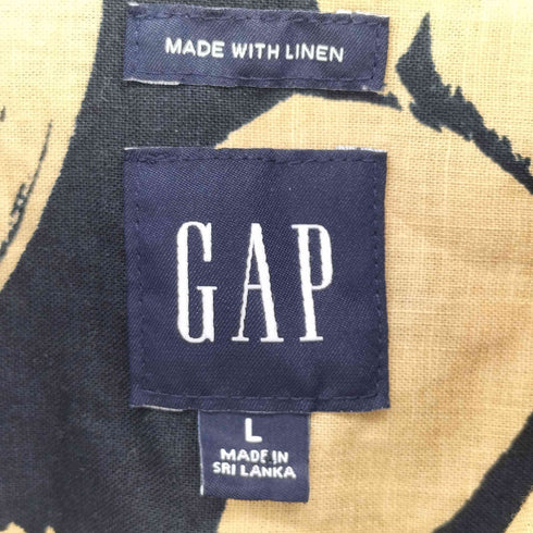 ギャップ Gap 00S リネン混 花柄 S/S コットン シャツ メンズ import:L