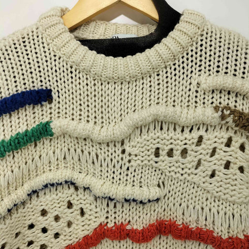 ザラ ZARA エンブロイダリーフリンジニット レディース M-L