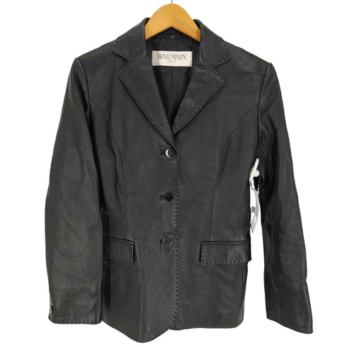 バルマンパリ BALMAIN PARIS シープレザー 3B テーラード ジャケット レディース JPN:9号