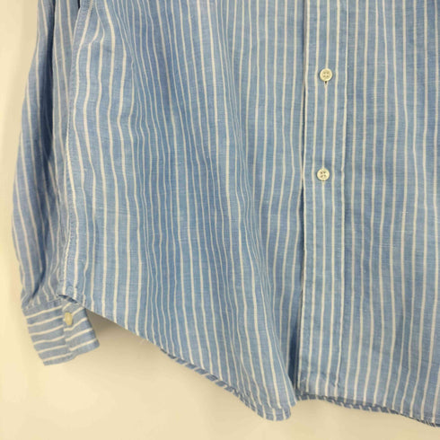 ラルフローレン RALPH LAUREN CLASSIC FIT ポニー刺繍 リネン ボタンダウン ストライプ シャツ メンズ import:L