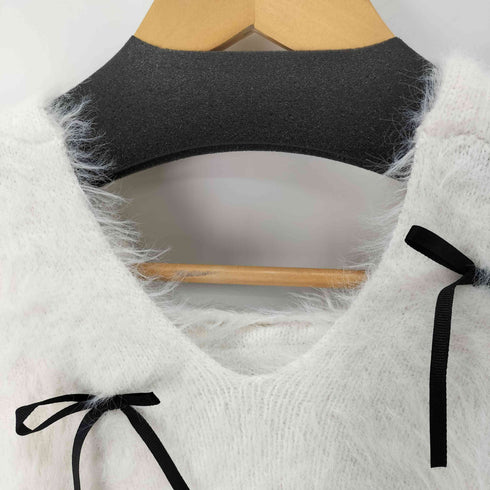 エピヌ epine ribbon shaggy knit hoodie レディース