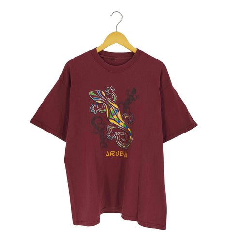 ARUBA ヤモリ アニマルプリント クルーネックTシャツ メンズ