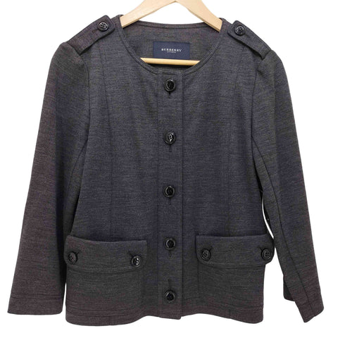 バーバリーロンドン BURBERRY LONDON ノーカラー ウール ブルゾンジャケット レディース DE:38