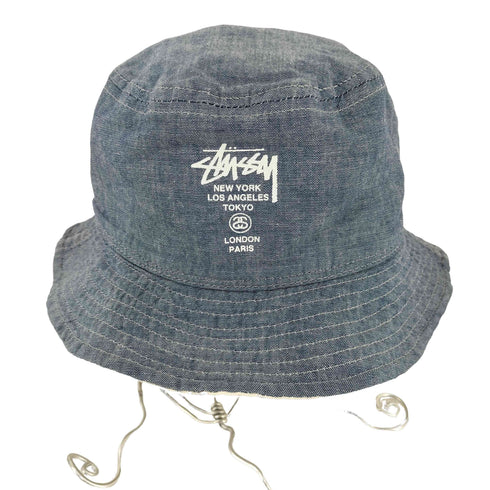 ステューシー Stussy ロゴプリント デニム バケットハット メンズ M