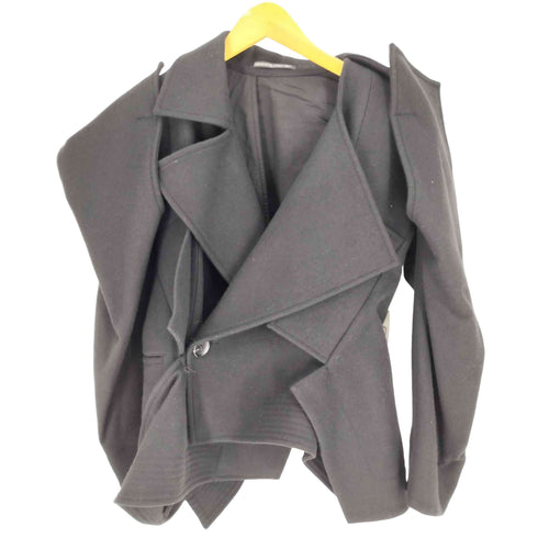 ヨウジヤマモト Yohji Yamamoto 24AW collections 1/16 FLANNEL 3D SLV ASYMMETRY COAT フランネル 3D スリーブ アシメトリー コート レディース JPN:1