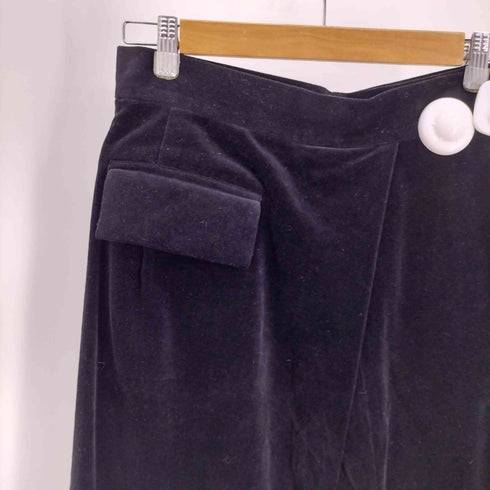 ヨウジヤマモト Yohji Yamamoto 24AW collections C/Ry VELVET TUCK FLARED PANTS ベルデッド タック フレア パンツ レディース JPN:1