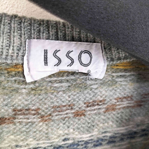 ISSO 80-90s 総柄Vネックウールニット メンズ JPN:L