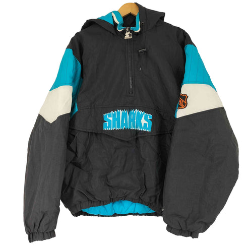 スターター STARTER 90S ナイロン中綿アノラックジャケット SHARKS メンズ import:L