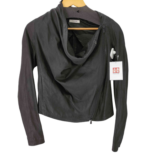 ヘルムートラング HELMUT LANG シープスキン ハイネックレザーライダースジャケット レディース P