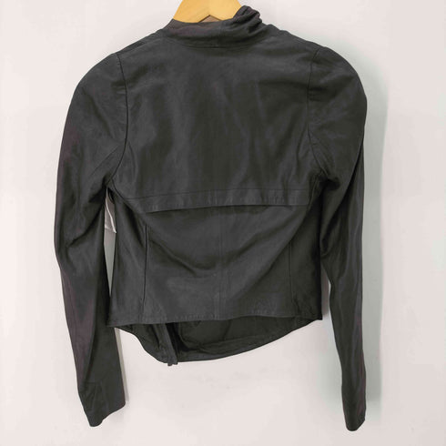 ヘルムートラング HELMUT LANG シープスキン ハイネックレザーライダースジャケット レディース P
