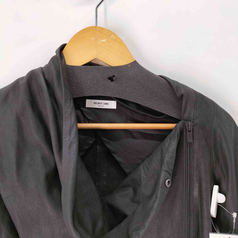 ヘルムートラング HELMUT LANG シープスキン ハイネックレザーライダースジャケット レディース P