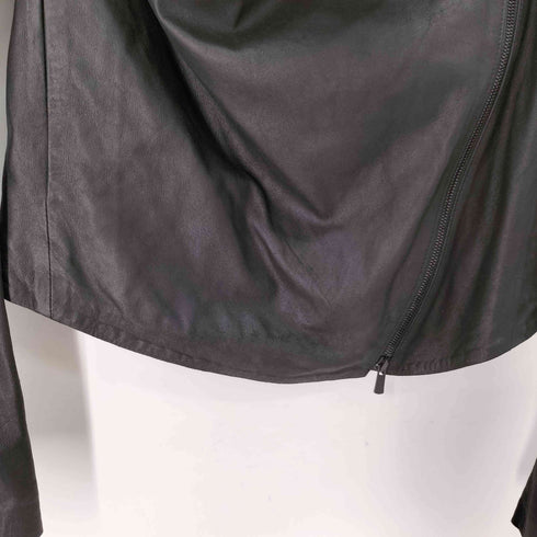 ヘルムートラング HELMUT LANG シープスキン ハイネックレザーライダースジャケット レディース P