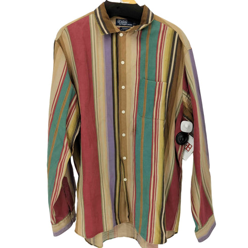 ポロバイラルフローレン Polo by RALPH LAUREN 90S BONNARD シルクリネン マルチストライプシャツ メンズ import:L