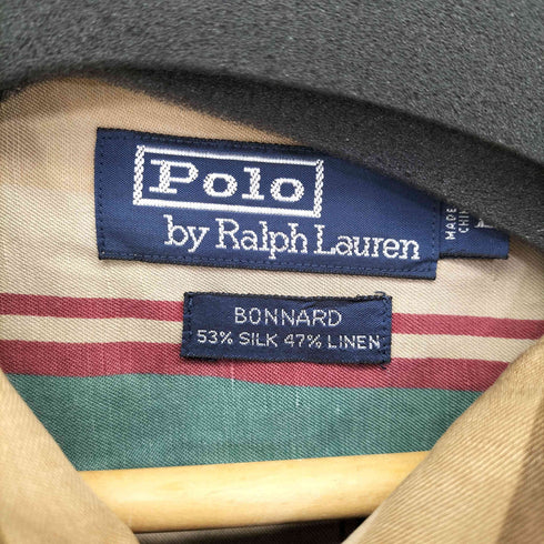 ポロバイラルフローレン Polo by RALPH LAUREN 90S BONNARD シルクリネン マルチストライプシャツ メンズ import:L