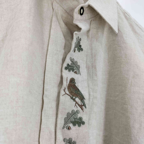 GOLDRESS 鳥 刺繍 比翼ボタン S/S チロリアン シャツ メンズ import:L