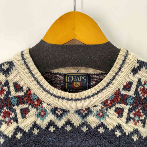 チャップスラルフローレン CHAPS RALPH LAUREN 80S ノルディック 総柄クルーネックニット メンズ JPN:L