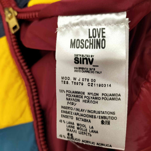 ラブモスキーノ LOVE MOSCHINO ワッペンロゴ マルチカラーダウンジャケット レディース USA 4
